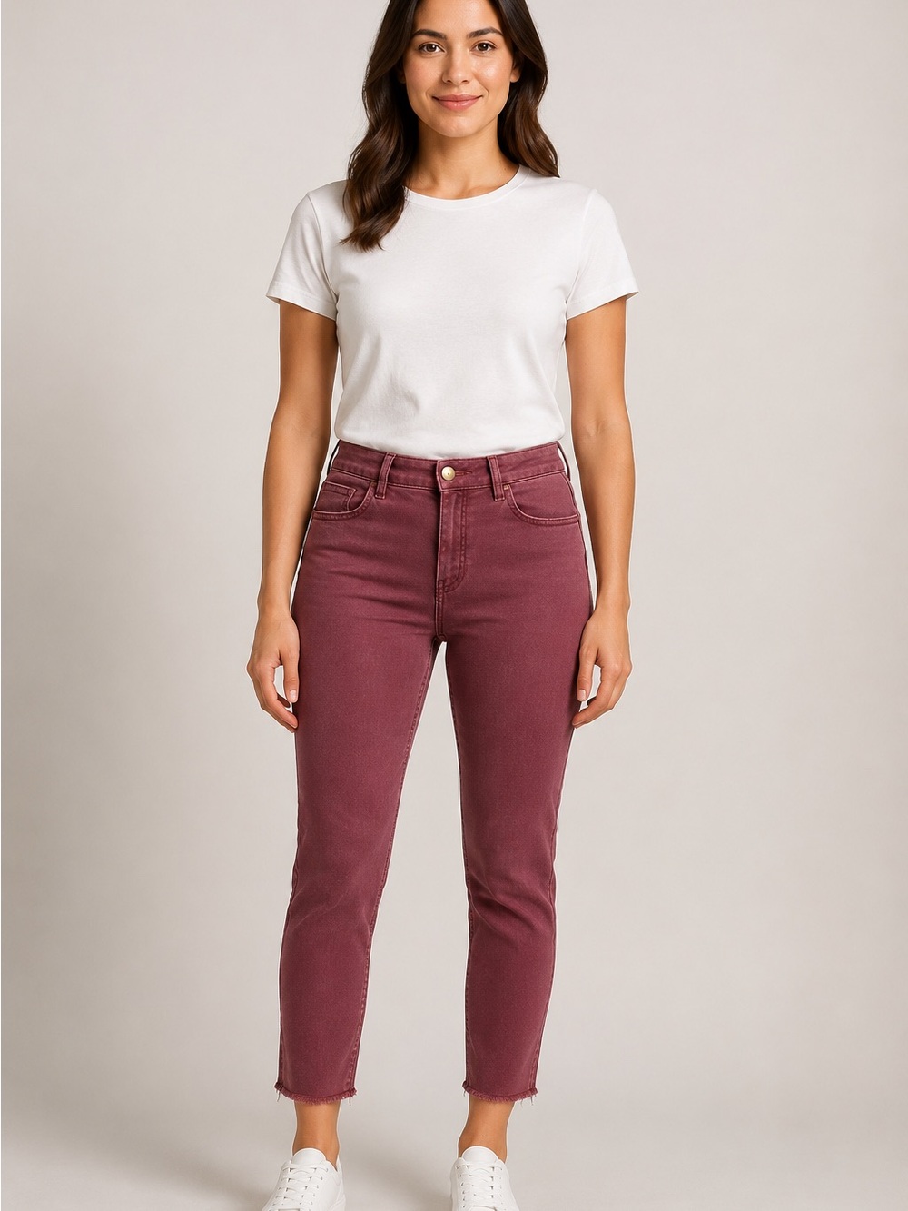 American Eagle Outfitters High-Rise Cropped Jeans in Plum